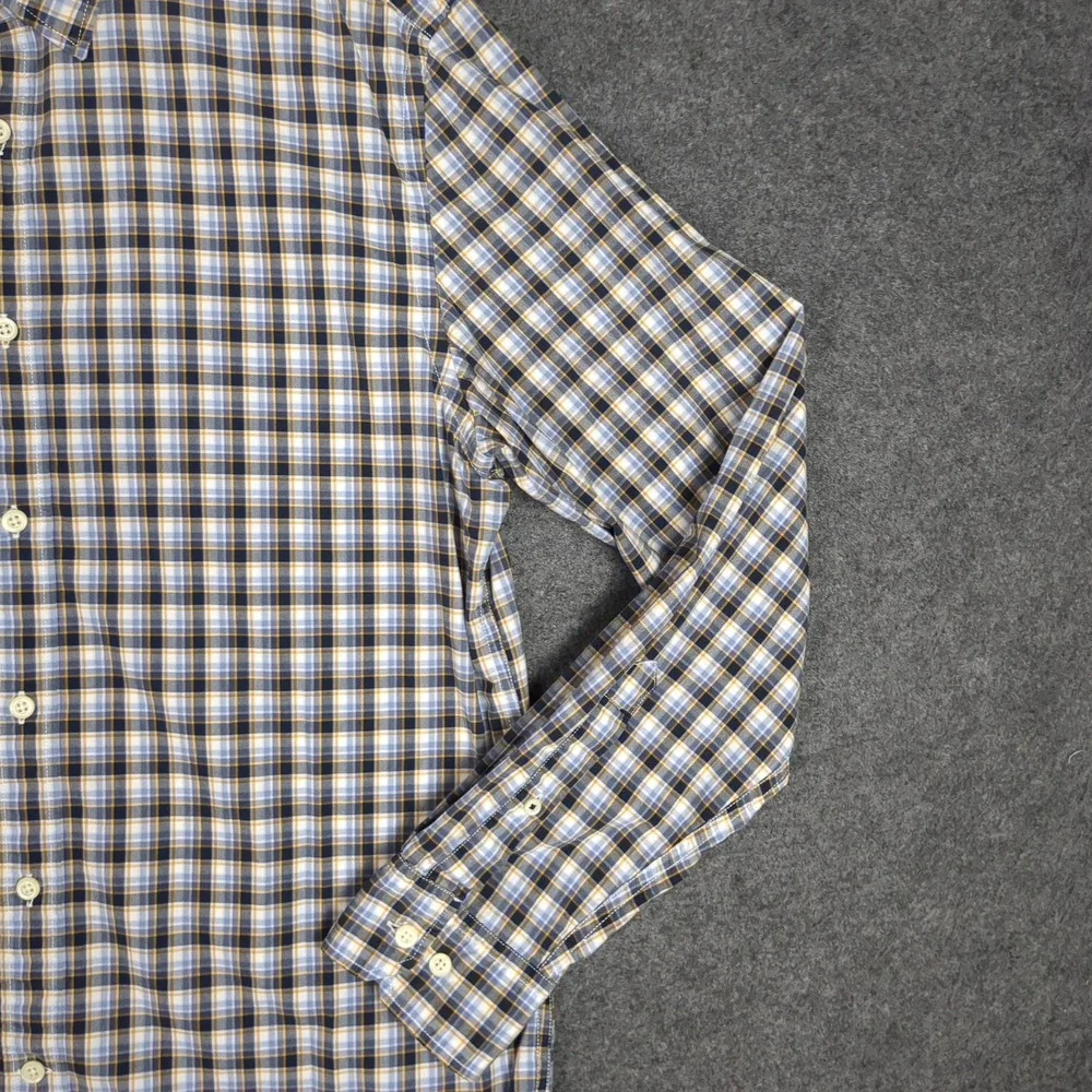 Banana Republic Custom Wash Shirt Mens Large Tailored Slim Fit Plaid Blue L